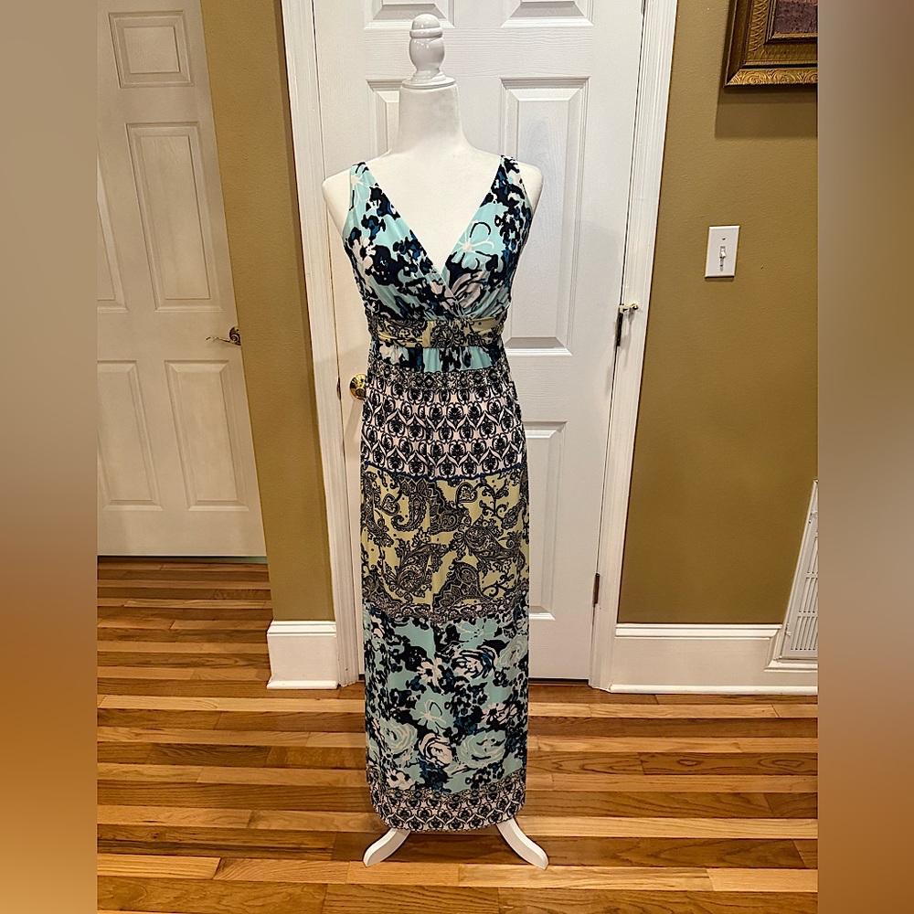 Soma Blue and Black Floral Maxi Dress